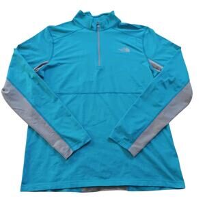 The North Face Mens 1/4 Zip Aqua Lightweight Long Sleeve Activewear Shirt Medium